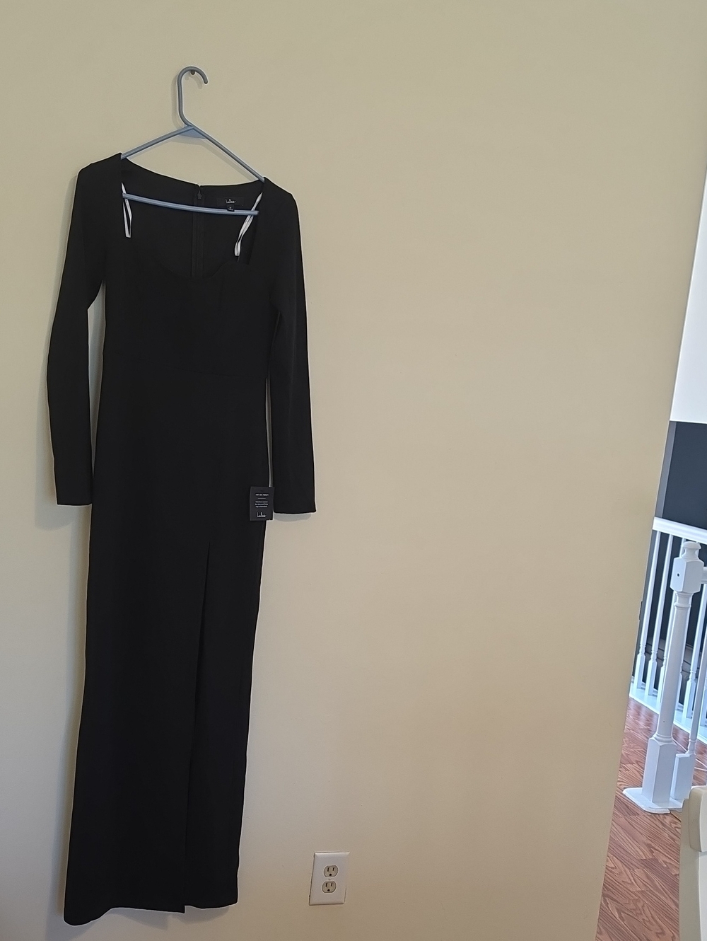 Lulu's Black Long-Sleeve Maxi Dress with Subtle Slit